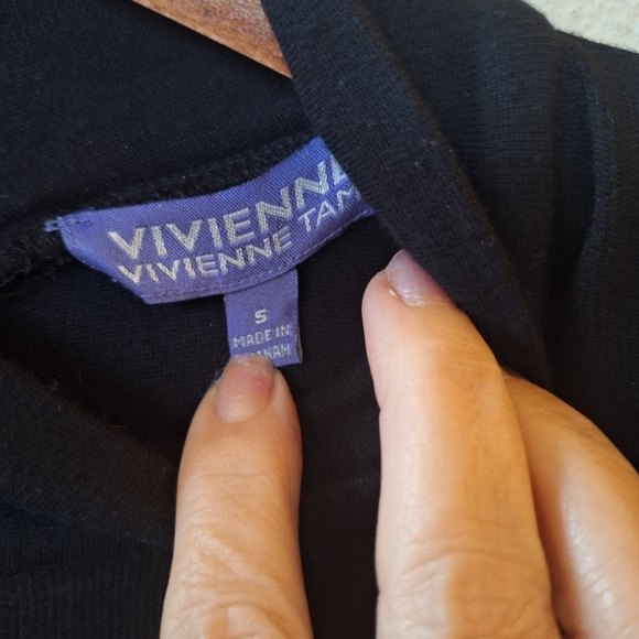 Vivienne Tam Mock Neck Long Sleeve Draping Black Zip Mini Dress Womens Size S - Picture 2 of 6